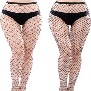 New RETRO BLACK FISHNET STOCKINGS PANTYHOSE PLUS SIZE  XL - 4X